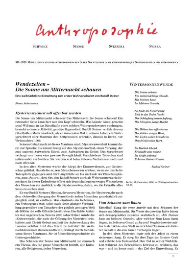 Schweizer Mitteilungen – Dezember 2020