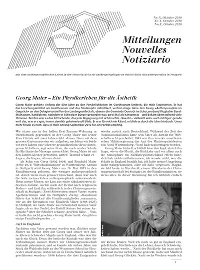 Schweizer Mitteilungen - Oktober 2010